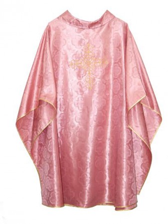 Casula (Código: 001) - Tecido Brocado - Cruz Bordada - Viés Dourado - Acompanha Estola